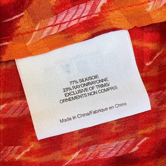 TORY BURCH Stephanie Sequin Silk Tunic Red Orange Size M - Picture 8 of 9